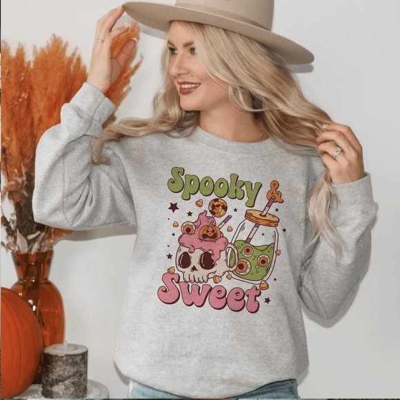 Spooky and Sweet Skeleton Mug Dark Grey Sweatshirt - Picture 2 of 6